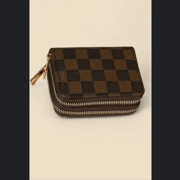 Brown Monogram Checkerboard Wallet Zip Zippy Around Double Zip Walet Brown/Black - Picture 3 of 16